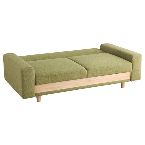 背を倒すことでフラットなベッドになります。